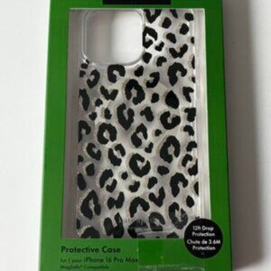 Kate Spade iPhone16 Pro Max Protective Case Glitter Leopard MagSafe  NIB